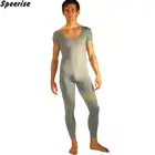 Колготки для взрослых, балетная Одежда для танцев, теплый комбинезон с короткими рукавами, мужской костюм Леотард из лайкры и спандекса, цельная одежда для фитнеса большого размера