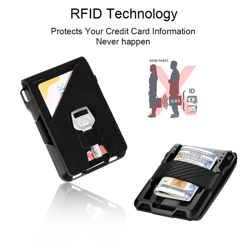 Rfid-магнитный держатель для карт и денег Карманный Бумажник Stell Pass алюминиевая