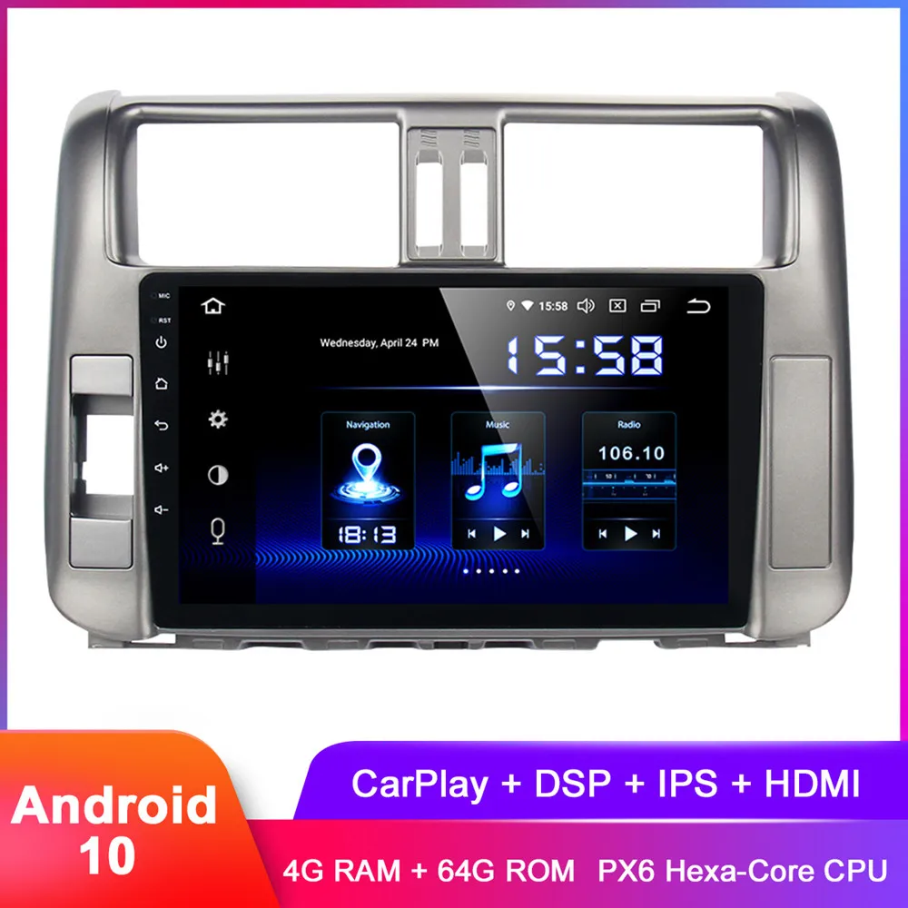 10 2 &quotIPS дисплей Android автомобильный стерео GPS для Prado 150 2010 2011 2012 2013 Carplay In Dash авто
