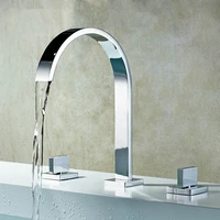 bathtub faucets chrome polished water mixer deck mounted bathroom sink faucets 3 hole double handle hot and cold water tap
