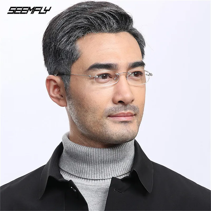 Очки для чтения Seemfly мужчин и женщин ультралегкие без оправы с защитой от синего