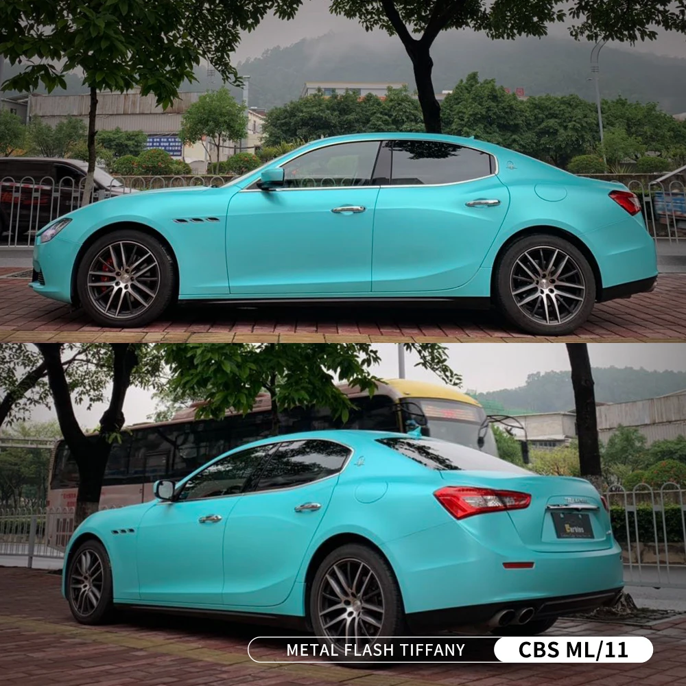 

CARBINS 1.52*18M High Quality Metal Flash Tiffany Vinyl Sticker For Car Body Decoration