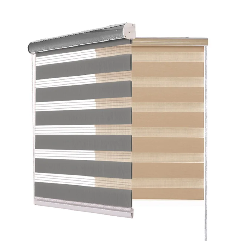 Двухслойные жалюзи для дневного и ночного помещения ручные с зеброй двойные