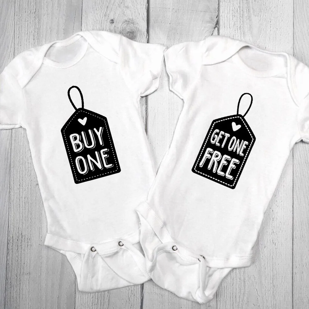 Baby Twins Outfit Buy One Get One Free Funny Shower Gifts Baby Boy Clothes Bodysuits Brothers Sisters Newborn Baby Shower Gifts