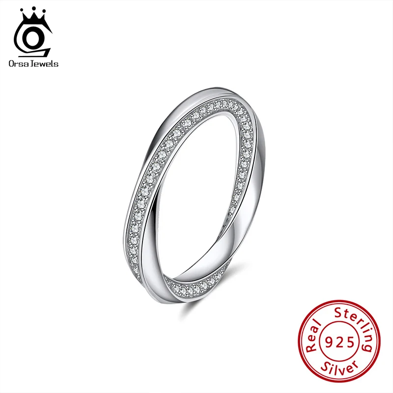 

ORSA JEWELS Unique 925 Sterling Silver Engagement Rings for Women Silver Wedding Band Fashion Fingers Party Jewelry Gift OSR253