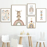 alphabet rainbow gate deer sun heart cartoon wall art canvas painting nordic posters and prints wall pictures kids room decor