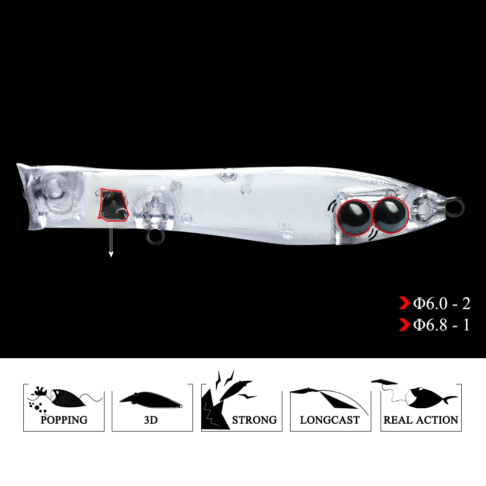 

1 PCS 90mm 11.5g 3D Eye Popper Fishing Lure Laser Hard Artificial Bait Plastic Big Fake Fish Lures Fresh Water Swimbaits
