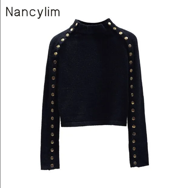 Temperament Chic Double-row Button Pullover Sweater Lady Ins Fashion Warm Knitted Sweater Student Short Knitting Shirt Jumper