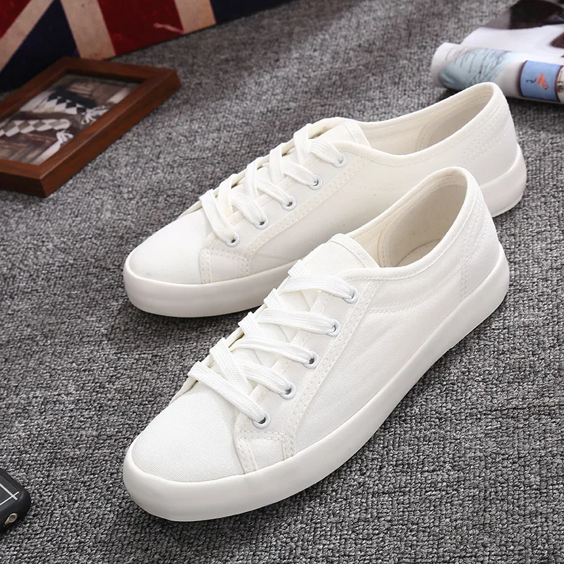 

Luxury 2021 New Women Canvas Shoes Low Cut Flat Shoes Woman Fashion Sneakers Solid Shallow Size 43 Women Shoes High Quality