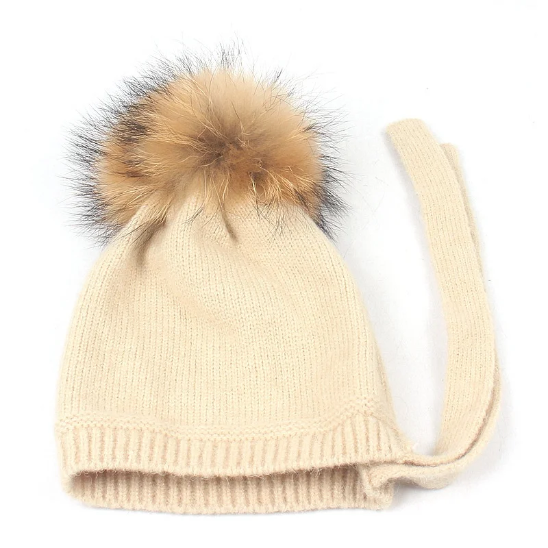 Детская осенне-зимняя теплая шапка из натурального меха для маленьких мальчиков