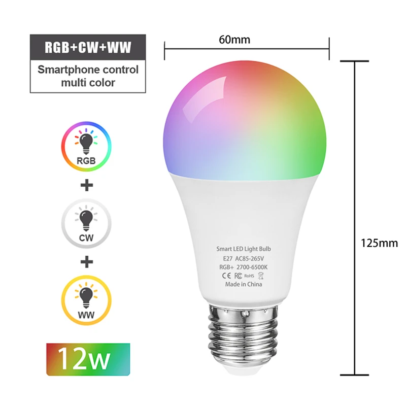 

NEW E27 WiFi Smart Bulb RGB+Cool White+Warm White Dimmable Smart Home Bulb Work With Siri Dohome Home Alexa Google Assisitant