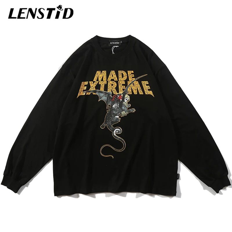 LENSTID креативные футболки с длинными рукавами и принтом иллюстрации 2019 мужские