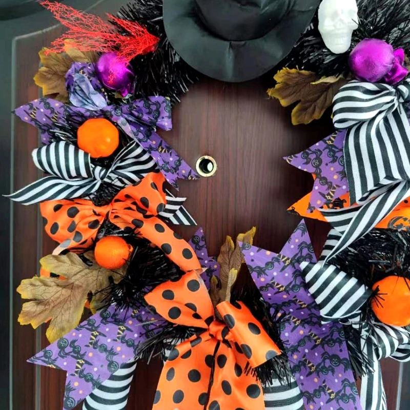Венок на Хэллоуин с 4 шт. ногами ведьмы шляпа Тыква искусственные кленовые листья