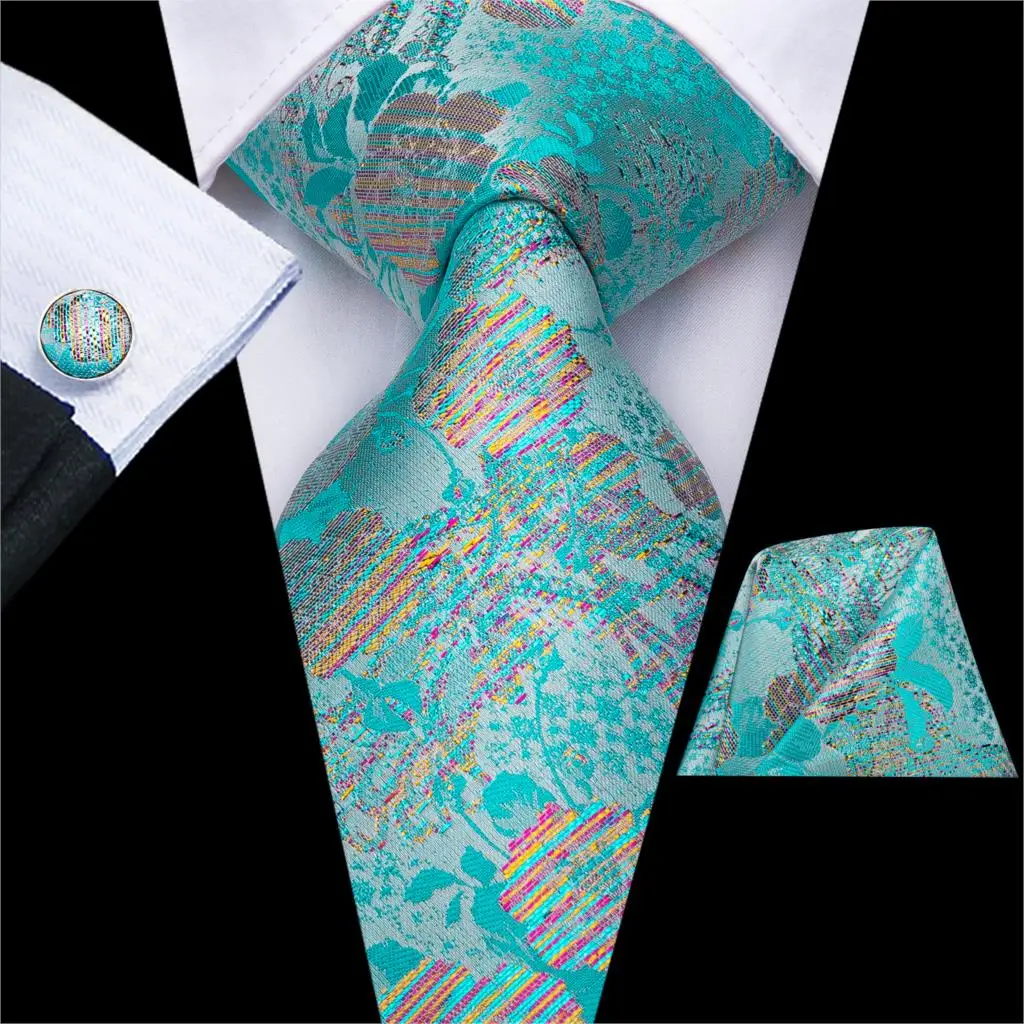 

Hi-Tie New Blue Floral Mens Tie 8.5cm 100% Silk Wedding Tie For Men Design Hanky Cufflink Quality Men Tie Set Dropshipping