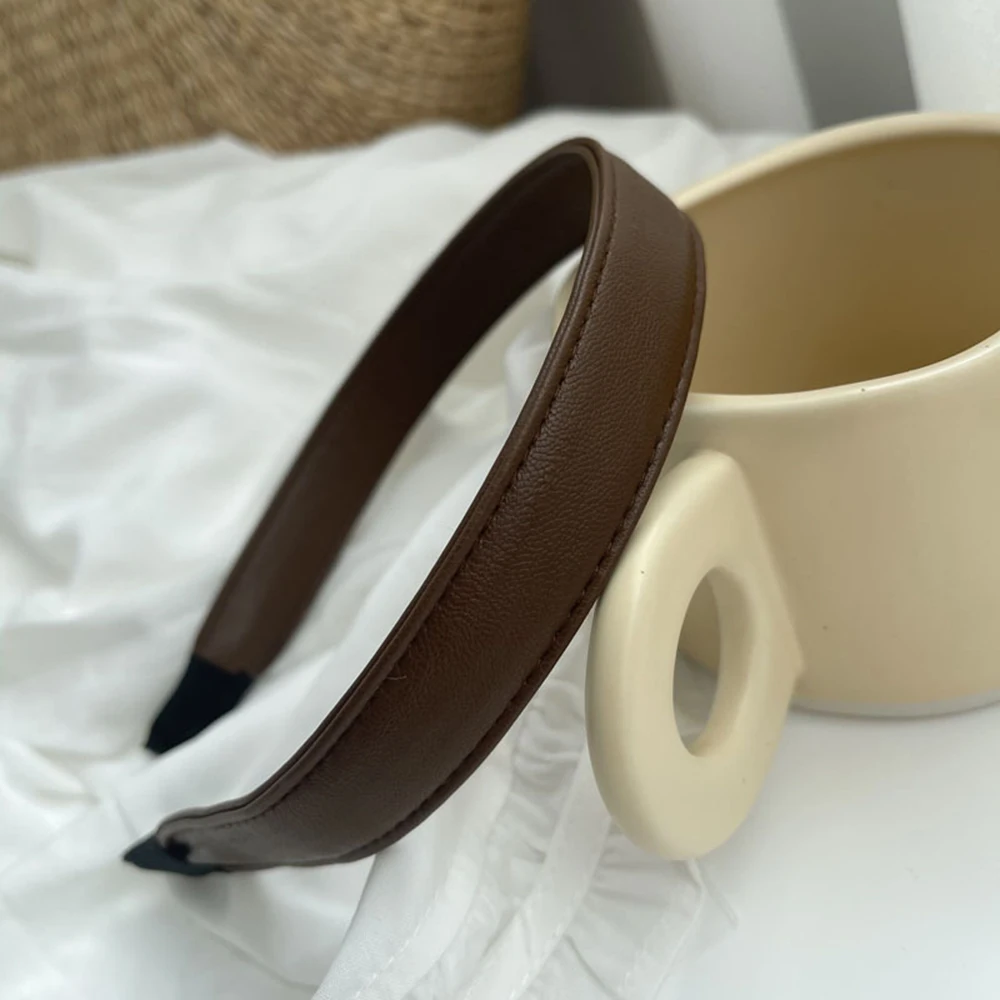 

Vintage Pu Leather Headband Hairbands Solid Headwear For Women Girls Fashion Hair Band Chic Hair Hoop Hair Accessories