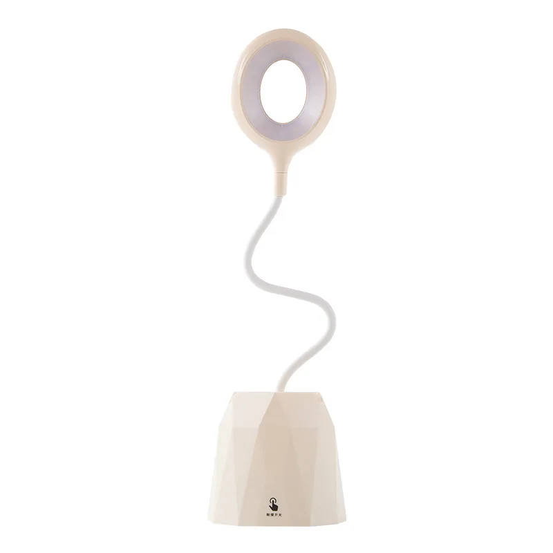 New 2000/4000mah LED Table Touch Desk Lamp Flexible Reading Ring Light Rechargeable for Children with Phone Hoder Pen Holder Pot | Лампы и
