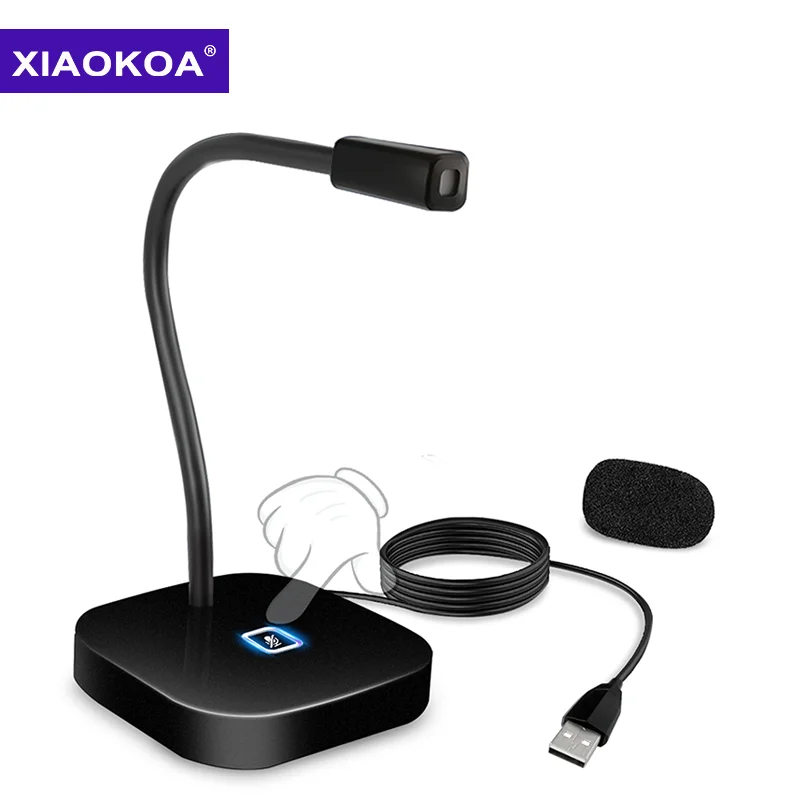 XIAOKOA PC микрофон для компьютера настольный с светодиодный сенсорным и USB