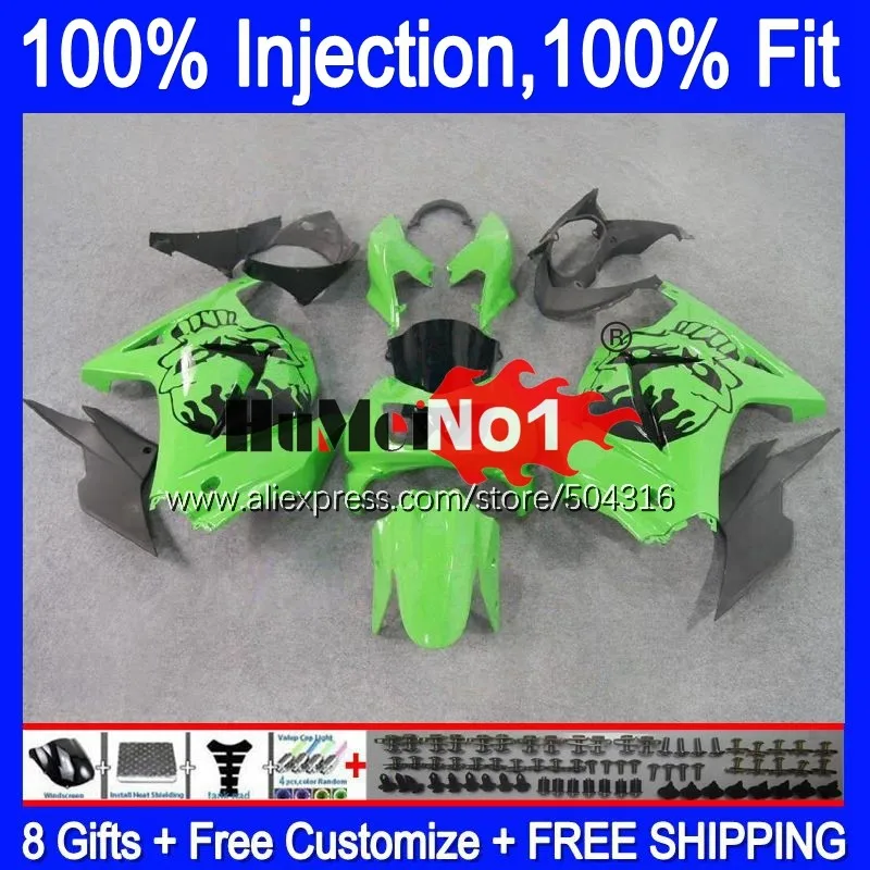 

OEM For KAWASAKI EX250 ZX250 R EX250R 10MC.25 ZX EX 250 250R ZX250R 2008 2009 2010 2011 2012 08 09 10 11 12 Skull Black Fairing