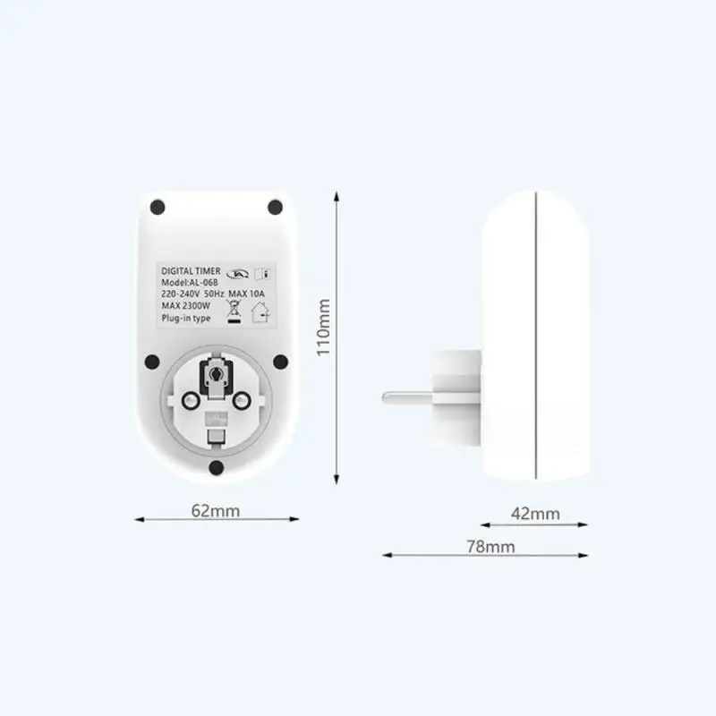 

2021EU Electronic Digital Timer Switch Plug KitchenTimer Socket Outlet 220V 50HZ 10A 7 Day 12/24 Hour Programmable Timing