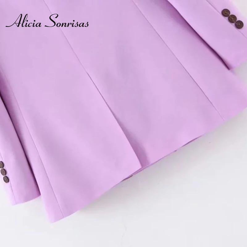 Женский двубортный Блейзер фиолетовый однотонный для весны и осени 2021 | Женская