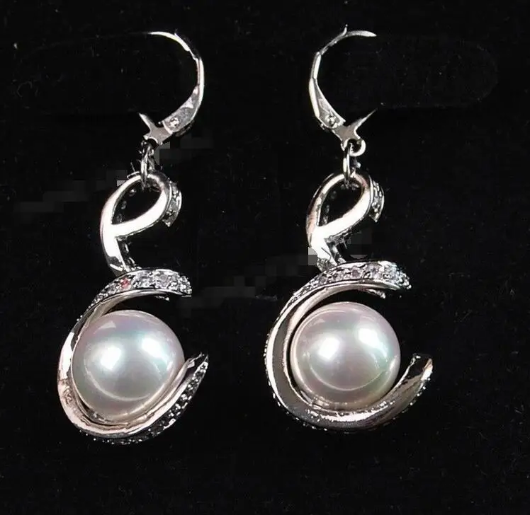 Бесплатная доставка&gt 12 мм белый Южное море жемчужные Висячие серьги