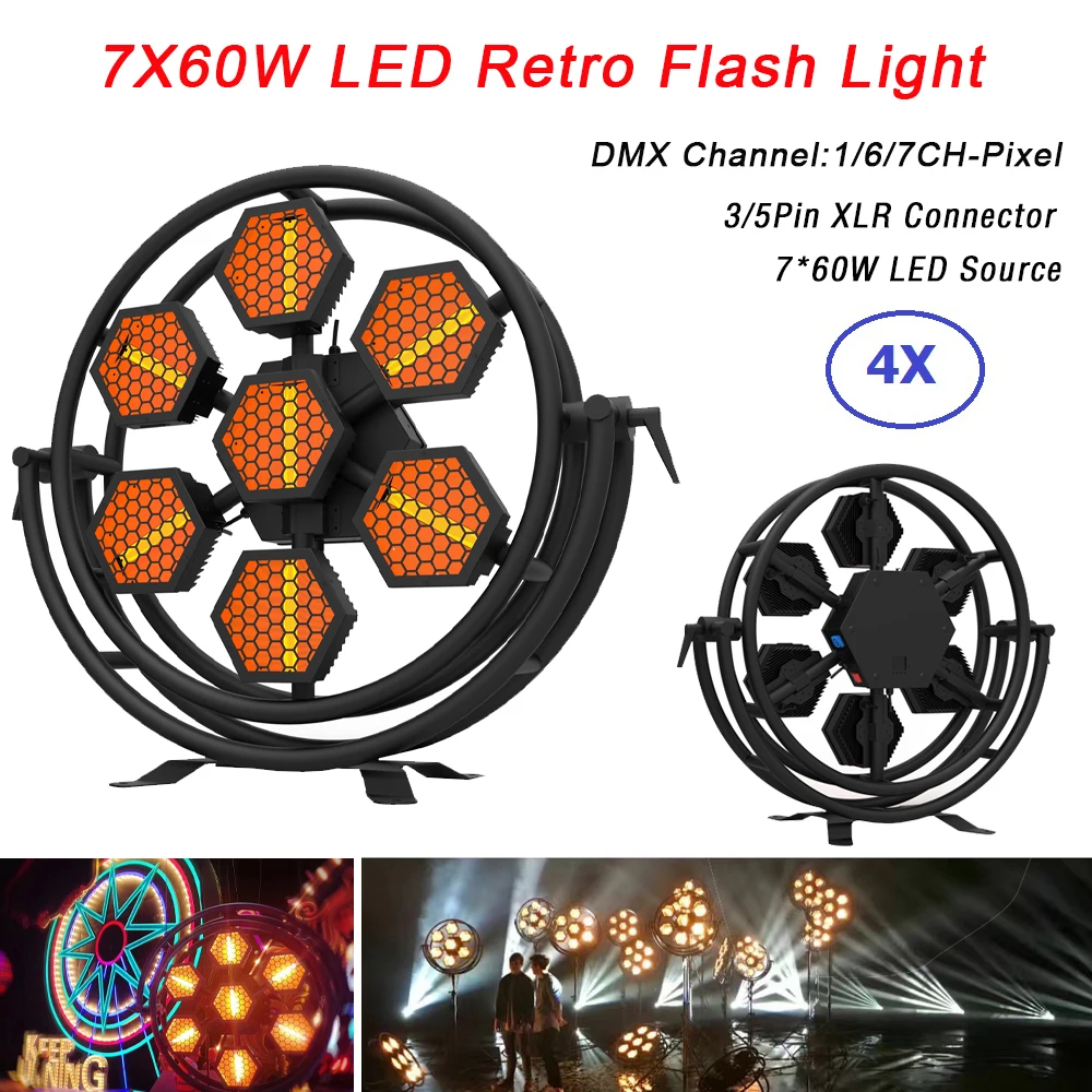 Светодиодная ретро-вссветильник 4XLot 7X60W s DMX 512 лазерный проектор сценический свет