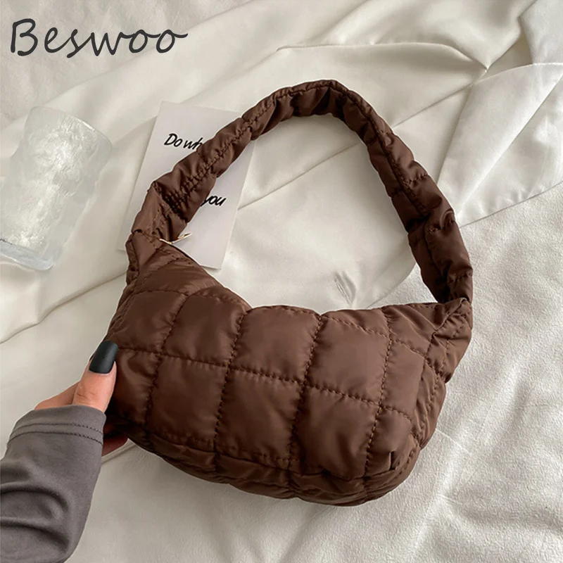 

Space Cotton Padded Woman Handbag New Lightweight Casual Winter Bags Feather Down Quilted Bag Mini Armpit Women's Shoulder Bags