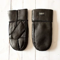 winter warm sheepskin fur mittens mens thickened windproof and cold proof wool lining plus fertilizer increase leather gloves