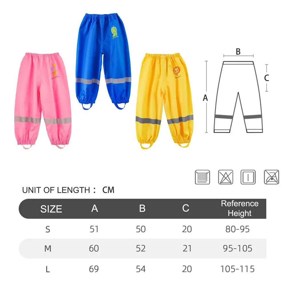 

Children Rain Pants Waterproof Windproof Breathable PU Mud Rain Trousers Raincoat For Boys And Girls Outdoor Play