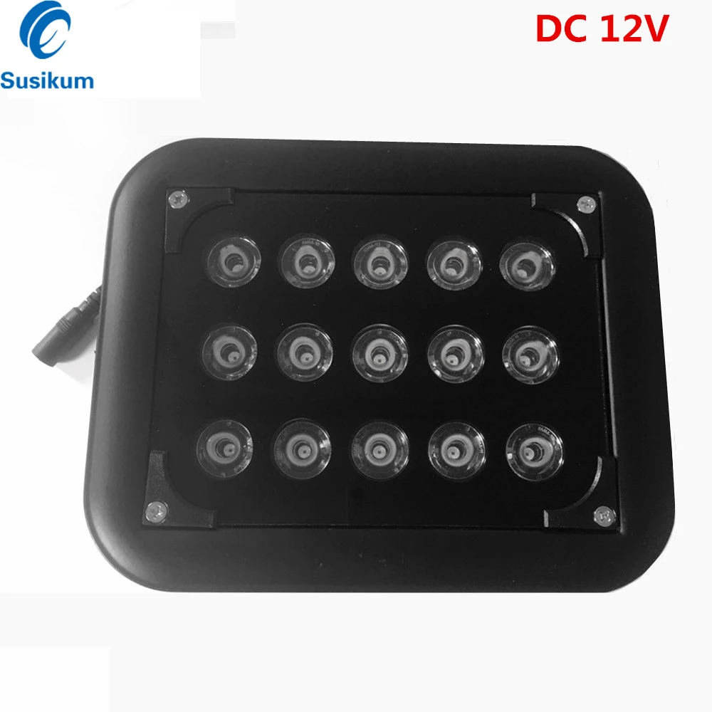 

Outdoor CCTV IR Infrared Lamp DC 12V 15Pcs Array Illuminator IP65 850nm Metal Waterproof Night Vision CCTV Fill Light