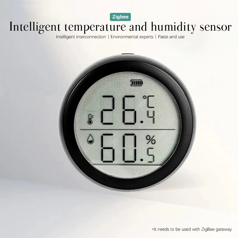 

Tuya Smart Home ZigBee Temperature And Humidity Sensor Indoor Hygrometer Thermometer With LED Screen Works With Alexa Google