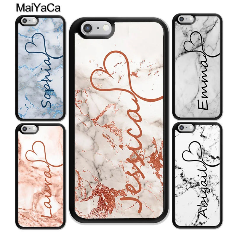 MaiYaCa персонализированный розовый золотой черный мраморный чехол с именем для iphone