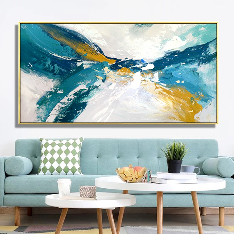 100% ручная роспись абстрактное голубое небо художественная живопись на холсте