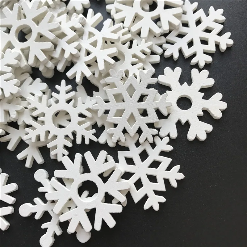 50 шт. DIY Деревянные белые снежинки Рождественские подвесные украшения