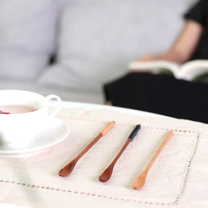 Деревянная ложка с длинной ручкой для меда риса супа десерта кофе чая смешивания