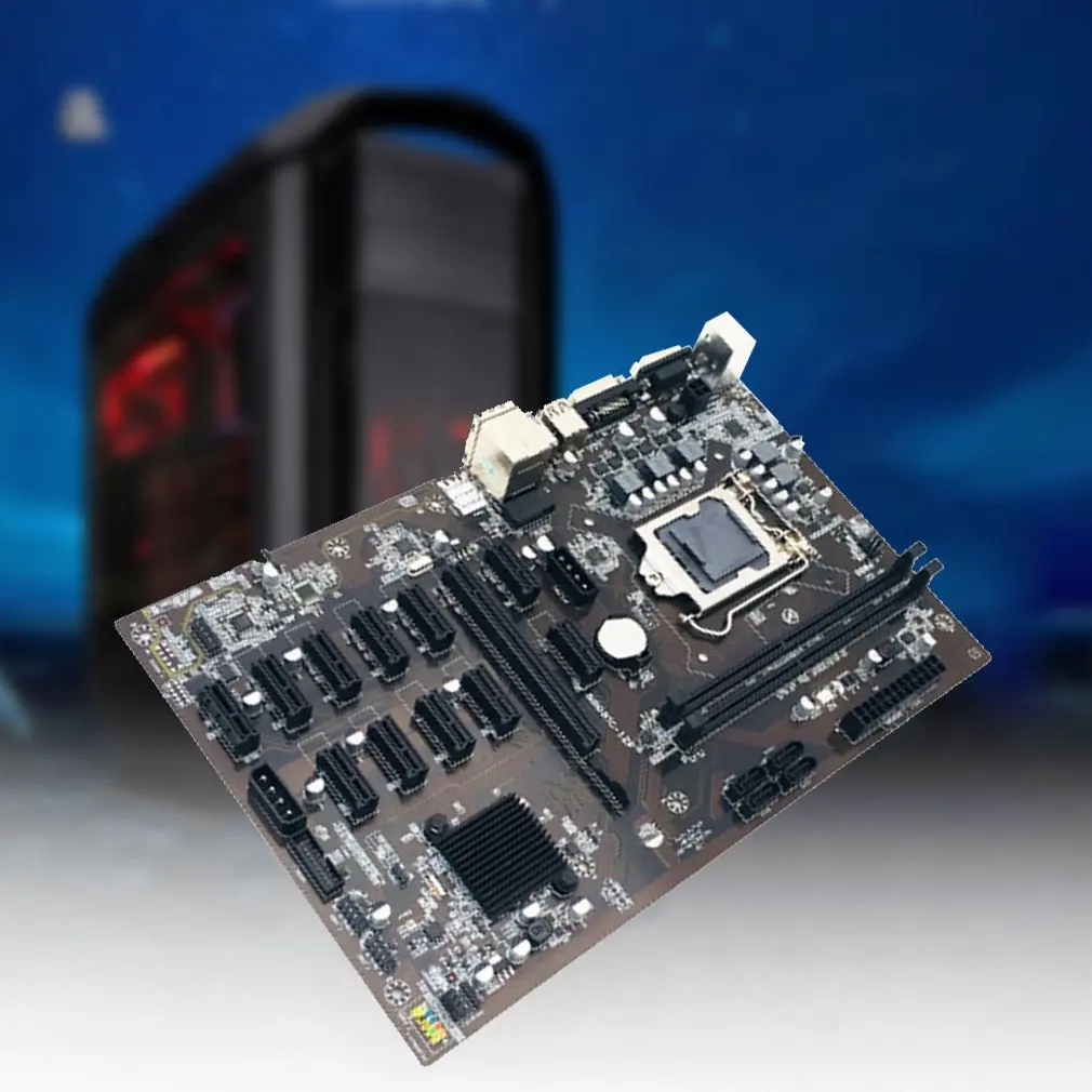 New B250 BTC Mining Machine Motherboard 12 PCI-E16X Graphics Card LGA 1151 DDR4 SATA3.0 Support VGA DVI For Miner Dropshipping
