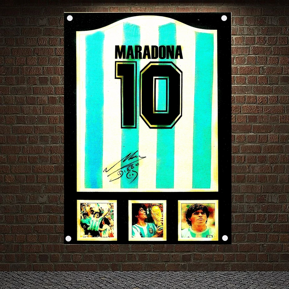 

No. 10 Jersey wallpaper Wall Hanging Football Stars Maradona Poster World Cup Football Banners Wall Art Flag Tapestry Home Decor