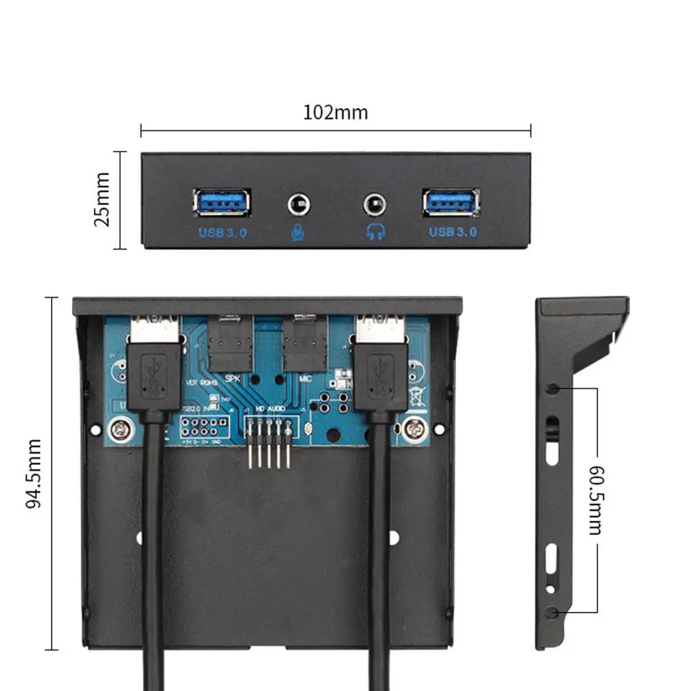 Двойной порт s USB 3 0 5 дюймов металлическая передняя панель Телефон с 1 портом