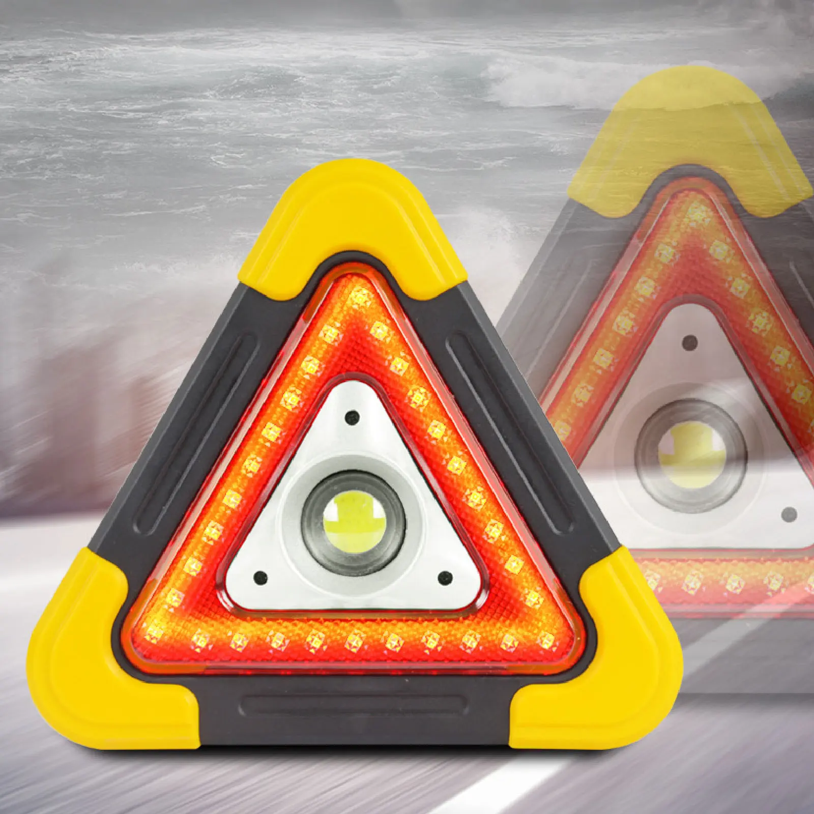 

Triangle Warning Sign 38W LED Work Light 3 In 1 Solar Car Warning Light Portable Flashing Light Tripod Warning Triangle Sign​​