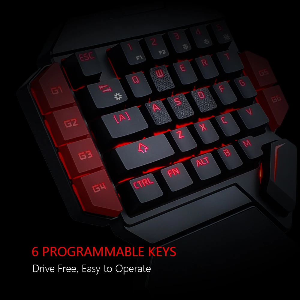 

One-Handed Mechanical Gaming Keyboard RGB Backlit Portable Mini Gaming Keypad Game Controller for PC PS4 Xbox Gamer