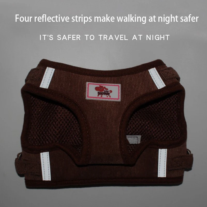 Комплект из ветрозащитного жилета и поводка для собак вельветовый дышащий