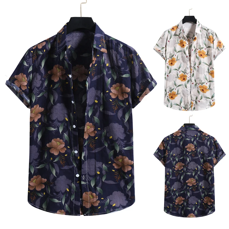 

2021 Spring/Summer Men's Short Sleeve Floral Shirt Hawaiian Shirt CY11