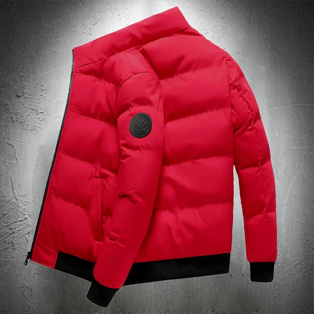 

Mens Warm Thicken Fall Jacket Stand Color Solid Color Cotton Men Autumn Winter Parkas Coat Men Fashion Clothing Puffer Jacket