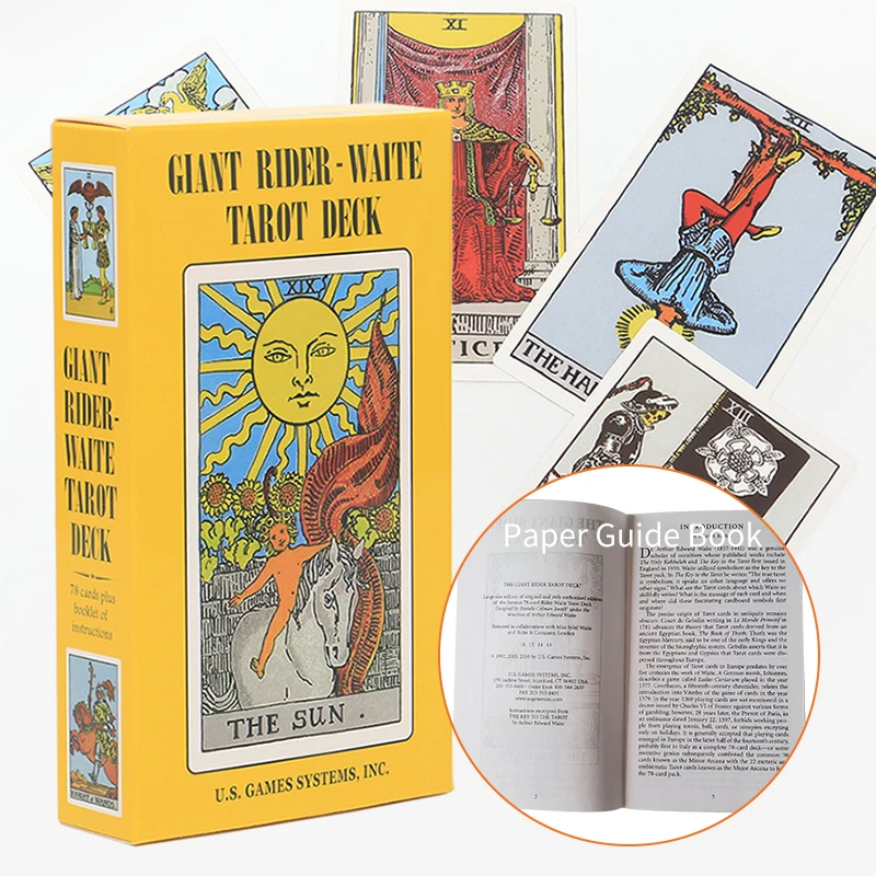 

Giant Rider Waite Tarot Deck Cards with Guide Book Boarding Game for Home Big Size Tarot Wayta Oracle Spiritual Playing Cards