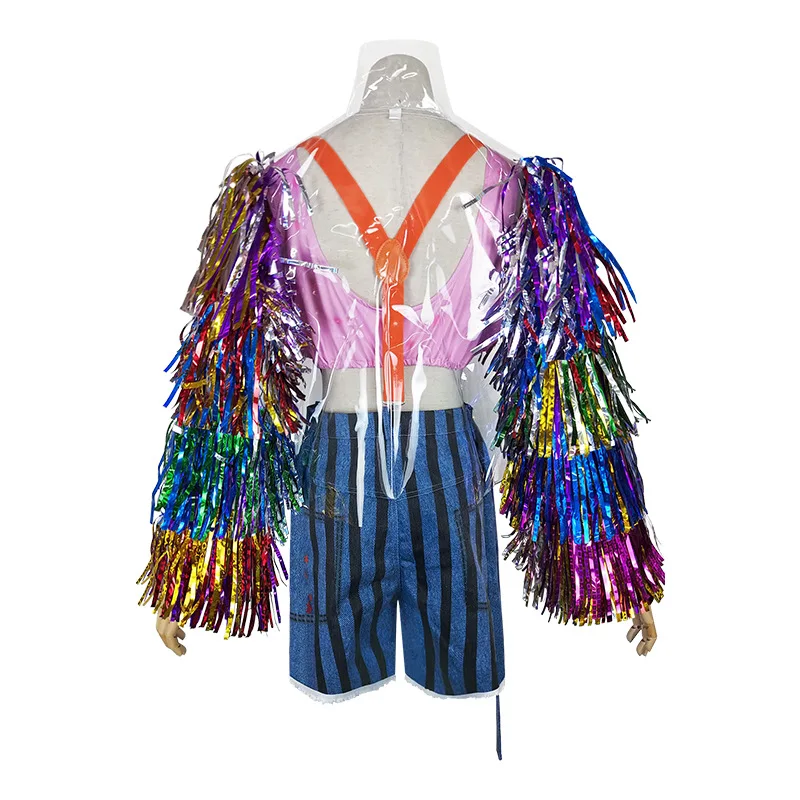 2020 самоубийц Костюмы для косплея сексуальный костюм с пайетками Пальто показать