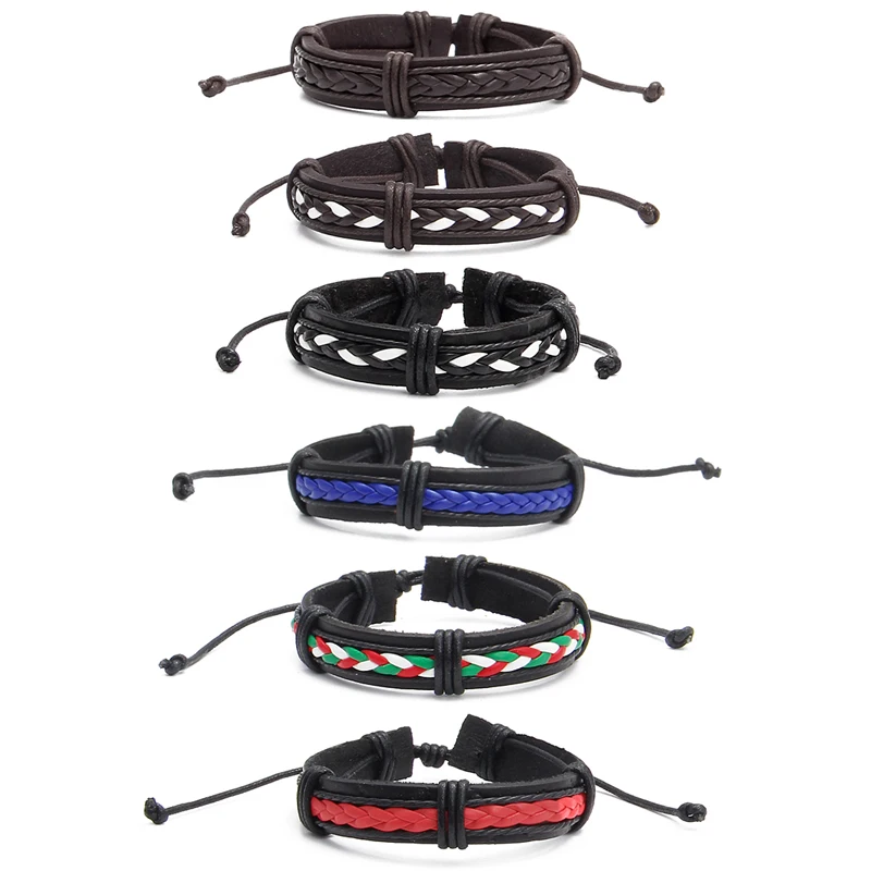 Мужской плетеный браслет ручной работы MINHIN из искусственной кожи в стиле панк |