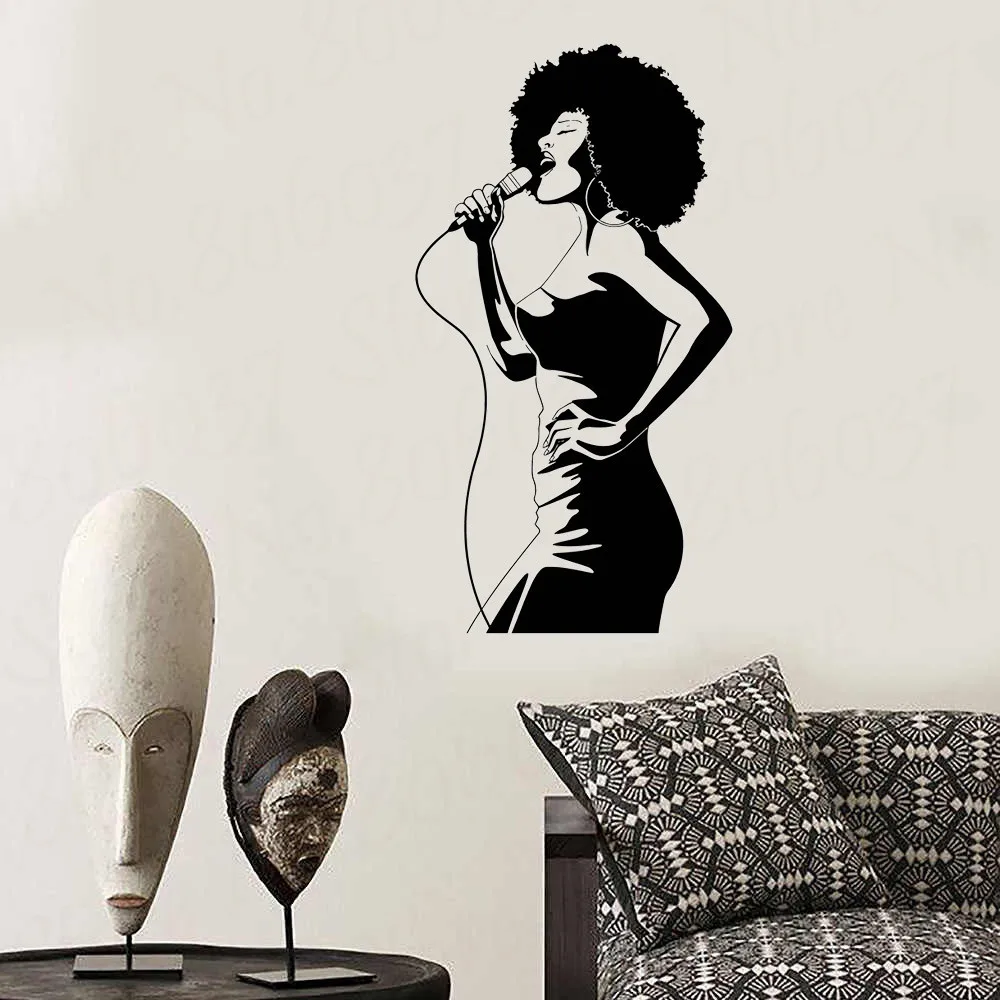 Сексуальные женские настенные наклейки черная леди африканская певица Стикеры