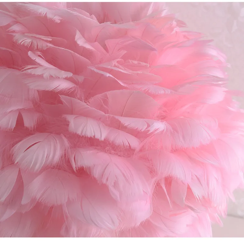 Feather Table Lamp Brightness Adjustable With Switch Creative Lampshade Wedding Home Bedroom Decor LED Bedside | Лампы и освещение