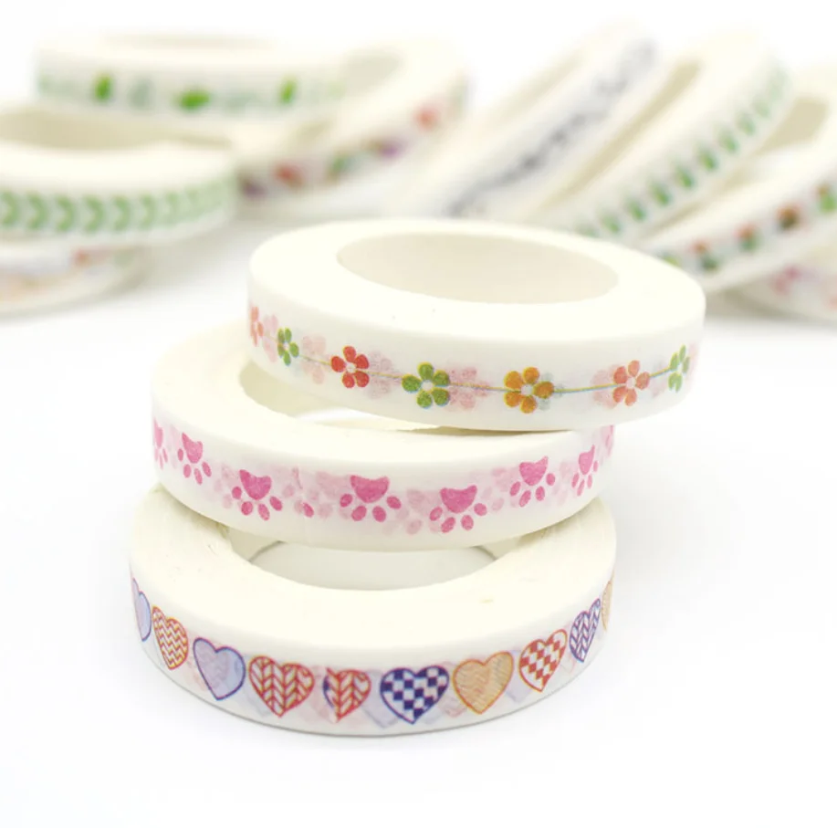 8mm*10m Kawaii flower leaf paw heart tree Washi Tape Masking Tapes For Kids DIY Decorative Diary Scrapbooking Photo Ablum | Канцтовары