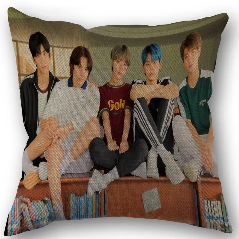 

Nice TXT KPOP Star Pillowcase Cotton Linen Fabric Square Zipper Pillowcase New 45X45cm Wedding Decorative Pillow cover 0519